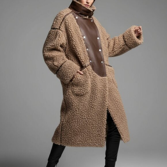 $598 OOF WEAR Italy reversible faux shearling coat US M / IT 42 - Picture 1 of 16